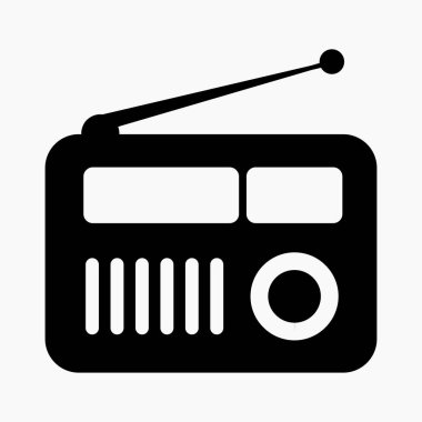 Basit bir radyo ikonu silueti. Vektör simgesi.