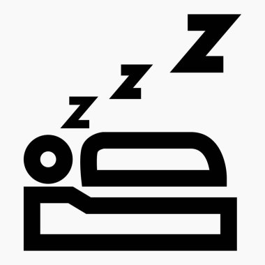 Otel odası, yeni yatak ikonu. Vektör simgesi.