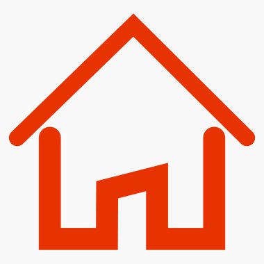 Red Home Vector uygulama ve bilgi grafiği için minimal düz doğrusal simgeyi izole etti. Web siteleri ve mobil minimal düz tasarım için ticari satır vektör simgesi.
