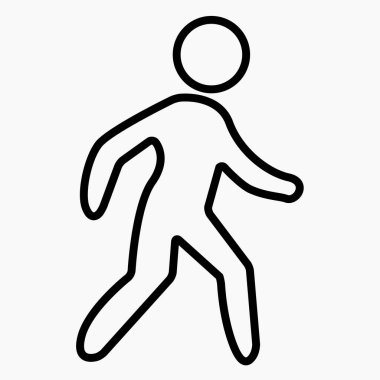Yürüyen bir adamın ince simgesi uygulama ve bilgi grafiği için minimal düz doğrusal simgeyi izole etti. Web siteleri ve mobil minimal düz tasarım için ticari satır vektör simgesi.