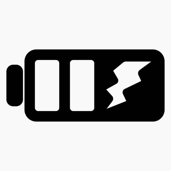 Donker Batterijpictogram Met Een Oplaadvector — Stockvector