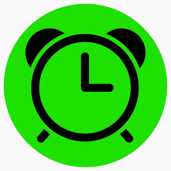 Uhr Schmaler Strich Auf Grünem Hintergrund Vektorsymbol — Stockvektor