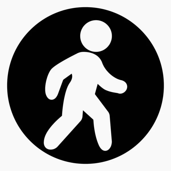 Man Walk Icon Dark Circle Απομονωμένο Ελάχιστο Επίπεδο Γραμμικό Εικονίδιο — Διανυσματικό Αρχείο