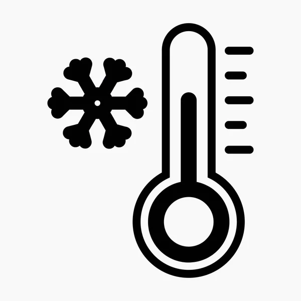 Thermometer Thermometer Temperatur Und Schneeflocke Isoliert Minimale Flache Lineare Symbol — Stockvektor