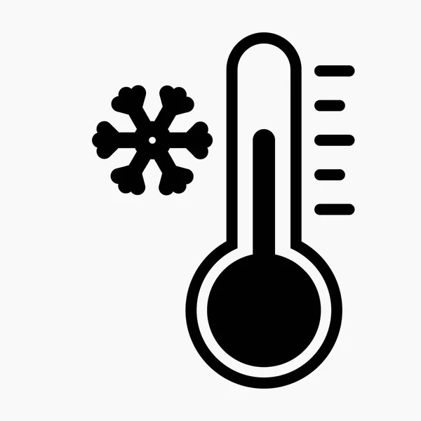 Symbol Vektor Thermometer Symbol Mit Schneeflocke Isoliert Minimalen Flachen Linearen — Stockvektor