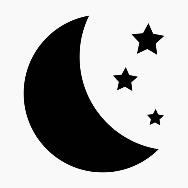 Dunkle Mond Und Sterne Symbol Isoliert Minimale Einzelne Flache Lineare — Stockvektor