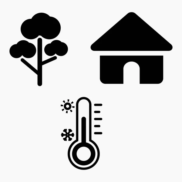 Casa Temperatura Icono Vectorial Aislado Mínimo Icono Lineal Plano Único — Vector de stock