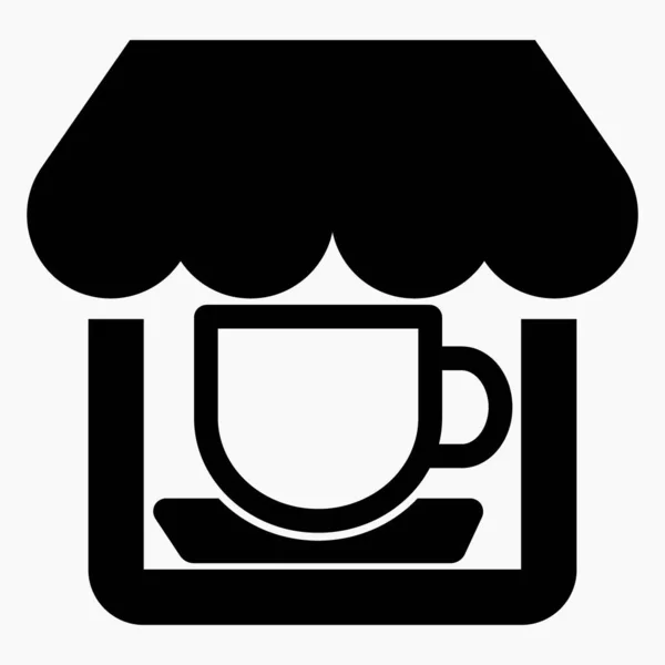 Cafe Icon Eine Tasse Tee Und Ein Geschäft Ruhestätte Illustration — Stockvektor