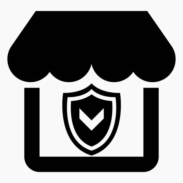 Icono Casa Protección Tienda Escudo Seguro Comprador Icono Del Vector — Vector de stock