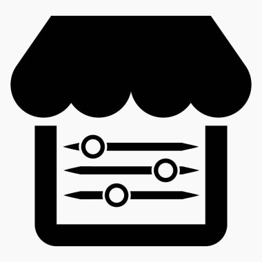 Dükkan ikonu ve ayarı. Çevrimiçi bir mağaza kur. Vektör simgesi.