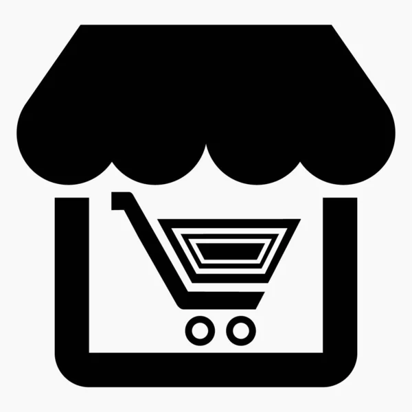 Butik Och Korg Ikon Handel Nätbutik Sälja Varor Internet Vektorikon — Stock vektor