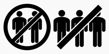 İnsanları toplamayı yasakla. Gruplar halinde toplanmayın. Mitingleri ve toplantıları durdurun. İnsanların geçişi yasaktır. Vektör simgesi.