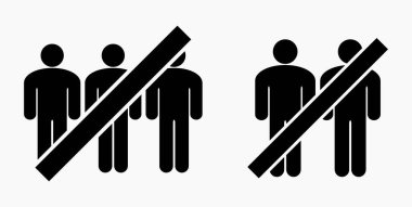 İnsanları toplamayı yasakla. Gruplar halinde toplanmayın. Mitingleri ve toplantıları durdurun. İnsanların geçişi yasaktır. Vektör simgesi.