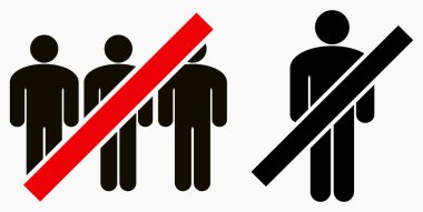 İnsanları toplamayı yasakla. Gruplar halinde toplanmayın. Mitingleri ve toplantıları durdurun. İnsanların geçişi yasaktır. Vektör simgesi.