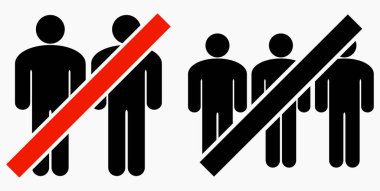 İnsanları toplamayı yasakla. Gruplar halinde toplanmayın. Mitingleri ve toplantıları durdurun. İnsanların geçişi yasaktır. Vektör simgesi.