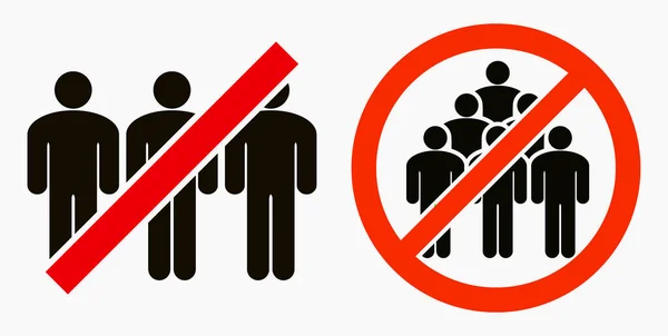Ban Gathering People Gather Groups Stop Rallies Meetings Passage People — Stock Vector