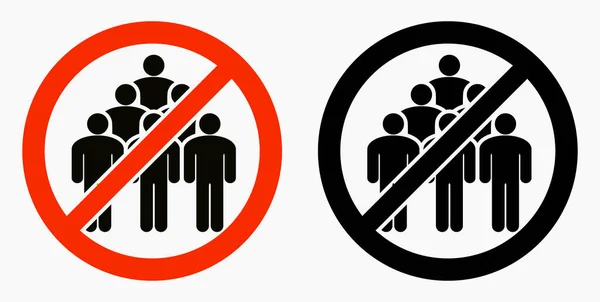 Ban Gathering People Gather Groups Stop Rallies Meetings Passage People — Stock Vector