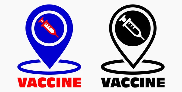 Icône Vaccin Localisation Signe Seringue Emplacement Hôpital Icône Vectorielle — Image vectorielle