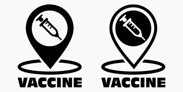 Icône Vaccin Localisation Signe Seringue Emplacement Hôpital Icône Vectorielle — Image vectorielle