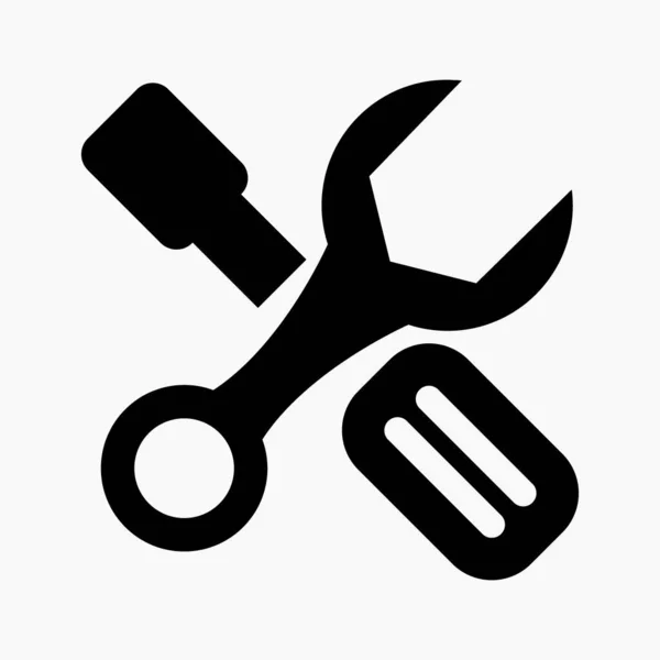 New Crossed Black White Wrench Screwdriver Logo Design Elements — Archivo Imágenes Vectoriales