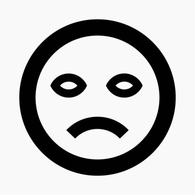 Güzel üzgün gülen surat uygulama ve bilgi grafiği için minimal düz doğrusal simgeyi izole etti. Web siteleri ve mobil minimal düz tasarım için ticari satır vektör simgesi.