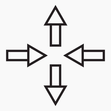 Simge okları beyaz arkaplanda farklı yönlere hareket eder. Basit seçim simgesi. Vektör simgesi.