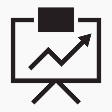 Ekran simgesinde iş grafiği olan yeni vektör monitörü. Web siteleri ve mobil minimal düz tasarım için ticari satır vektör simgesi.