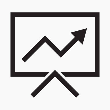 Simgesel iş büyümesi. Forum simgesi. Monitördeki büyüme eğrisi. Vektör simgesi.