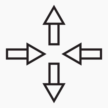 Simge okları beyaz arkaplanda farklı yönlere hareket eder. Basit seçim simgesi. Vektör simgesi.