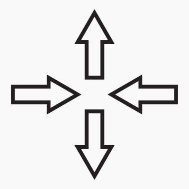 Simge bağlantısı beyaz arka planda farklı yönlere ok hareketi yapıyor. Kolay seçim simgesi. Vektör simgesi.