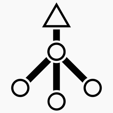 Geometrik şekil simgesi - topları olan ok. Etkinliğin gelişimiyle ilgili bir tasvir. Vektör simgesi.
