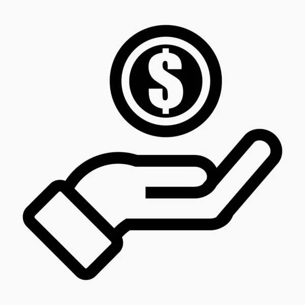 Icon Hand Dollars Illustration Income Profit Bank Deposit Receiving Profit — Archivo Imágenes Vectoriales