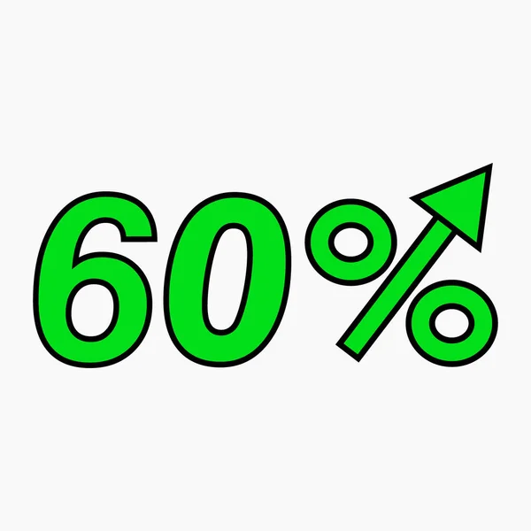 Green Figure Percent Increase Price Increase Icon Sales Profit Growth — Vettoriale Stock