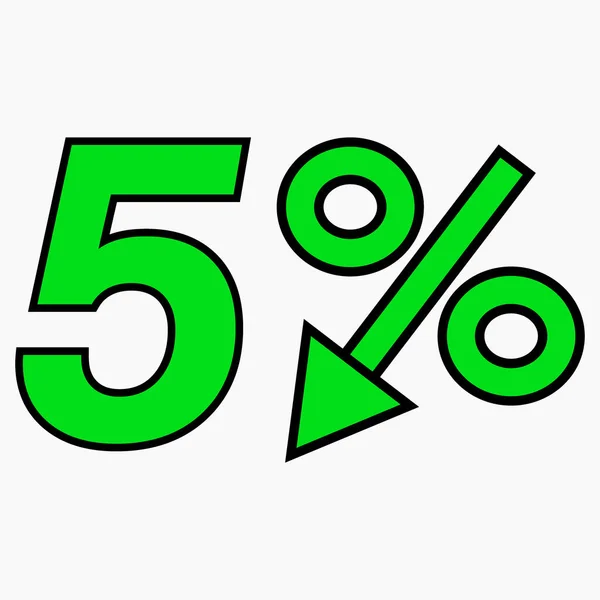 Percent Drop Green Icon Price Drop Interest Rate Reduction Stock — Vector de stock