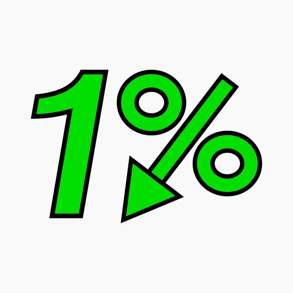 Das Grüne Symbol Fällt Prozent Preisverfall Zinssenkung Aktiensymbol Rabatt Markierung — Stockvektor