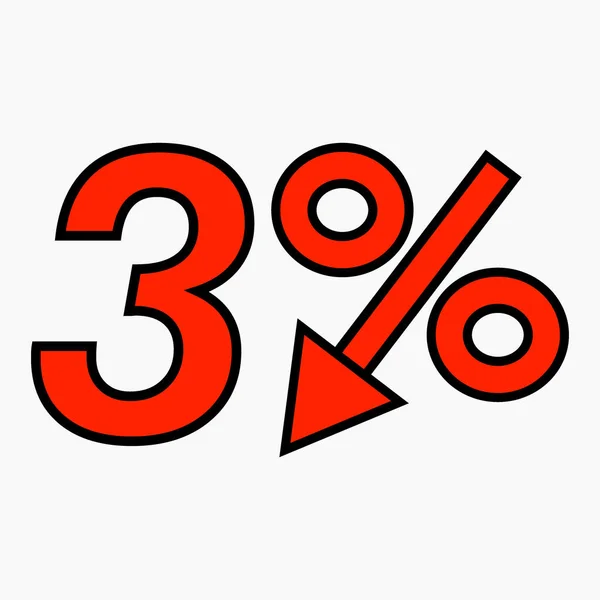 Percent Reduction Icon Red Price Drop Interest Rate Reduction Stock — Stockvektor