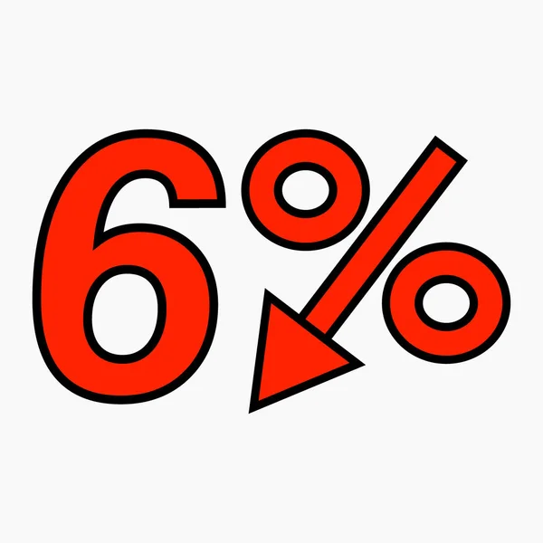 Відсотків Значок Зменшення Червоний Ціна Падає Зниження Відсоткової Ставки Символ — стоковий вектор
