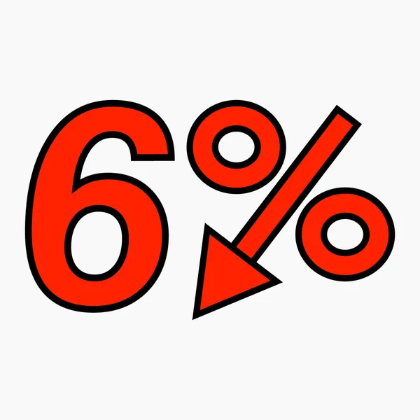 Percent Reduction Icon Red Price Drop Interest Rate Reduction Stock — Vector de stock