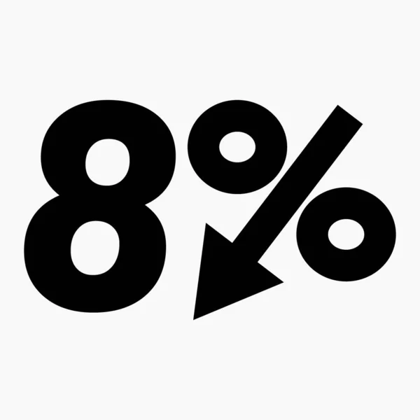 Percent Drop Icon Dark Price Drop Interest Rate Reduction Stock — Vector de stock