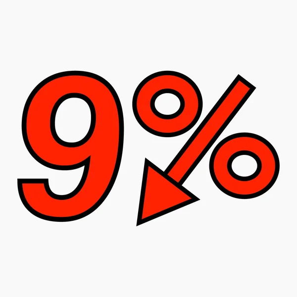 Percent Reduction Icon Red Price Drop Interest Rate Reduction Stock — Vector de stock