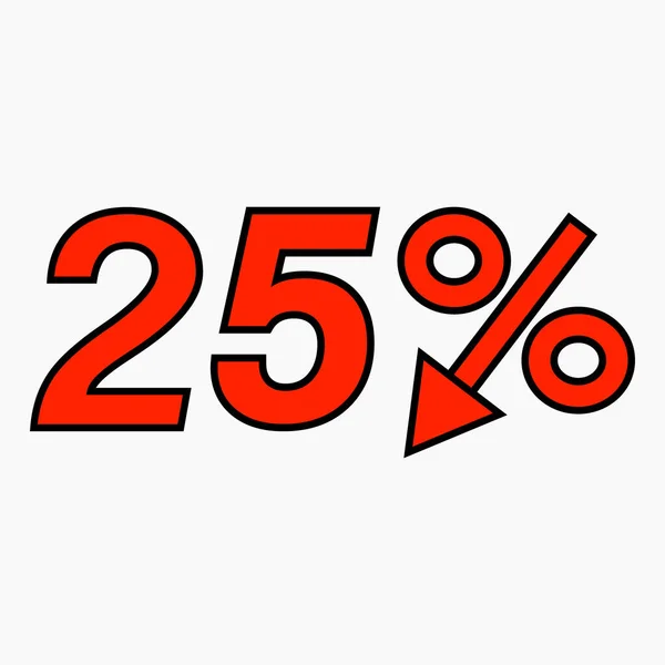 Percent Reduction Icon Red Price Drop Interest Rate Reduction Sell — Stockvektor