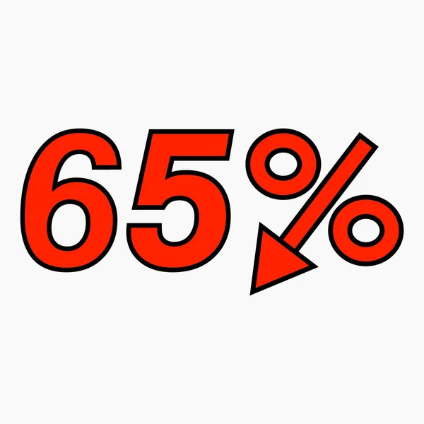 Percent Reduction Icon Red Price Drop Interest Rate Reduction Sell — Vector de stock