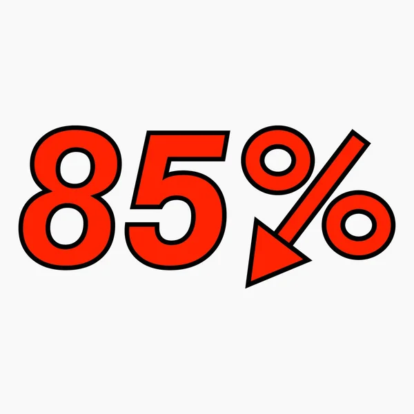 Percent Reduction Icon Red Price Drop Interest Rate Reduction Stock — Stock Vector