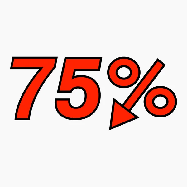Percent Reduction Icon Red Price Drop Interest Rate Reduction Stock — Image vectorielle