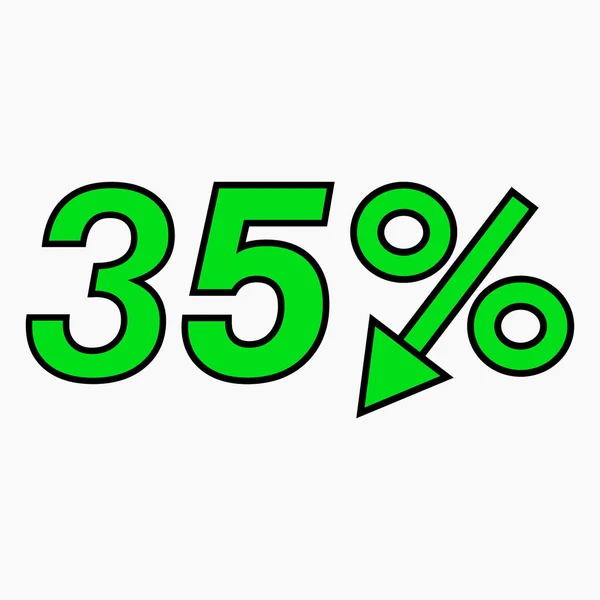 Percent Drop Green Icon Price Drop Interest Rate Reduction Sell — Vector de stock