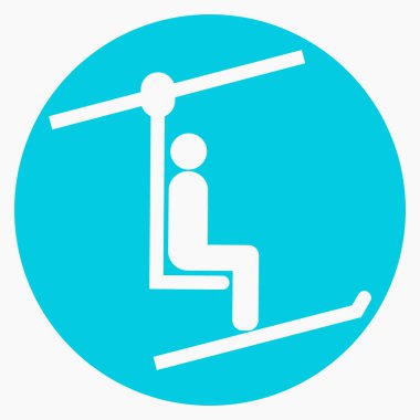 Mavi teleferik bileti. Web siteleri ve mobil minimal düz tasarım için ticari satır vektör simgesi.