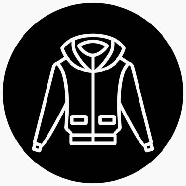 Ceket ikonu. Kıyafet tasviri. Kapüşon. Ceket. Vektör simgesi.