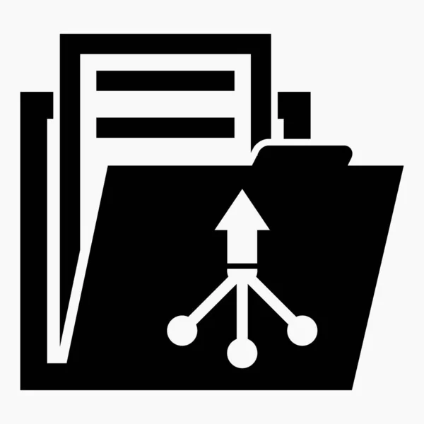 Folder Arrow Icon Linking Documents Illustration Different Types Files Level — Archivo Imágenes Vectoriales