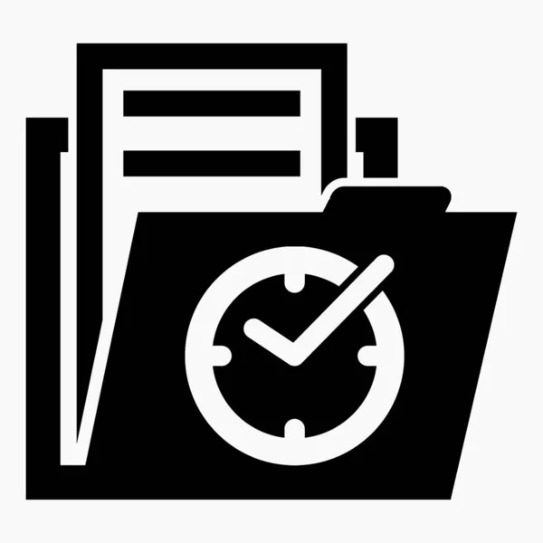 Folder Clock Icon Illustration Temporary Files Folder Temporarily Available Documents — Wektor stockowy