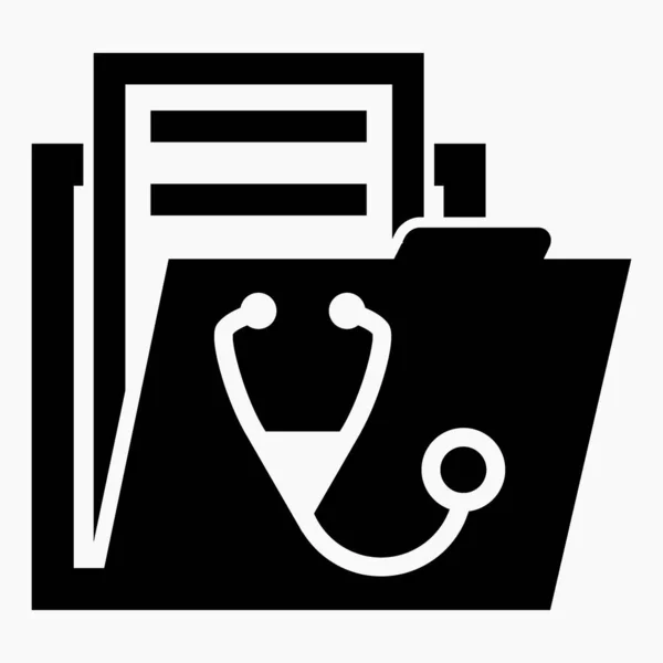 Folder Stethoscope Icon Medical Documents Patient History Vector Icon — Stok Vektör